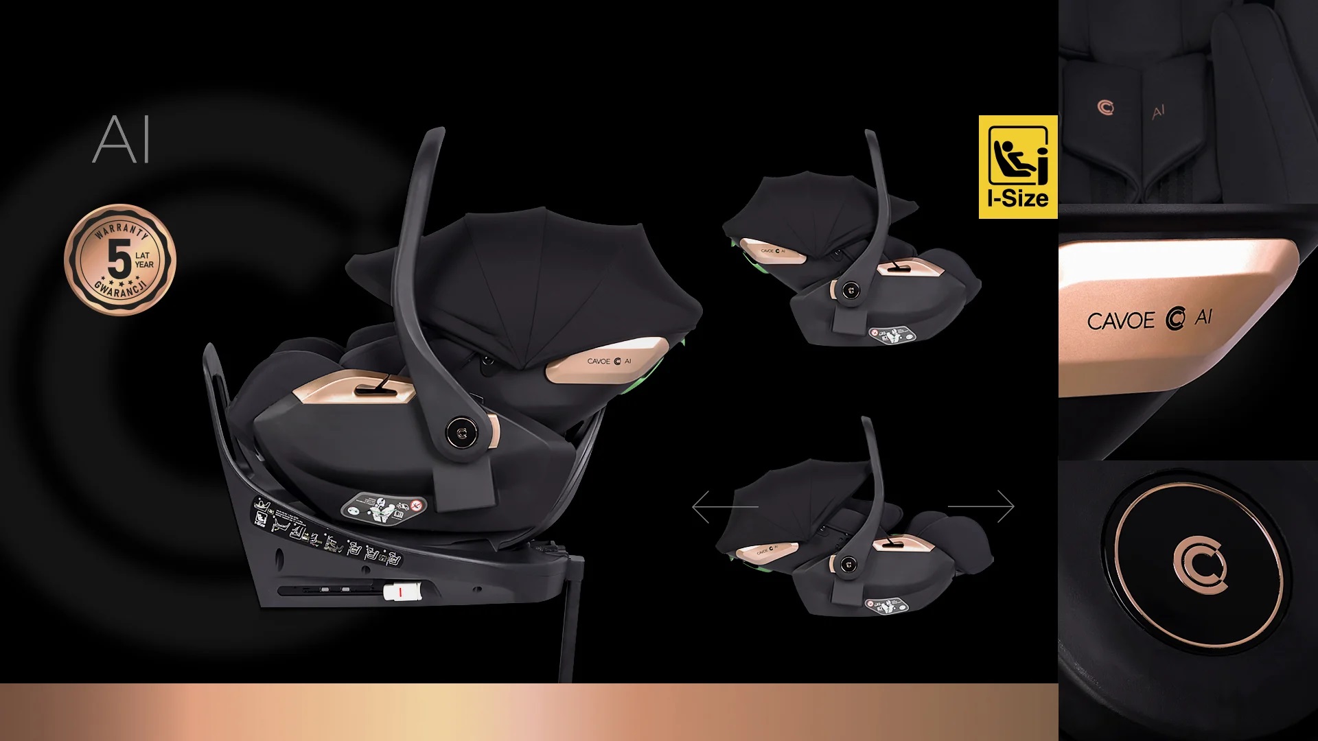 CAVOE AI 40–87 cm (0–13 kg) z obrotową bazą ISOFIX - obrazek 2