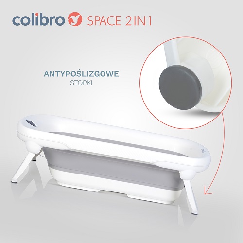 Wanienka dziecięca COLIBRO SPACE 2w1 ze składanym leżaczkiem kąpielowym i stojakiem - obrazek 5