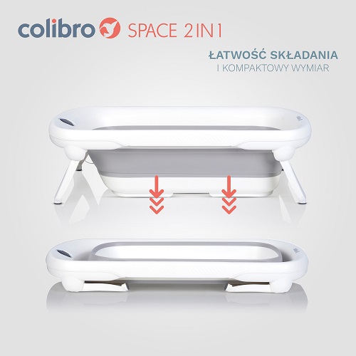 Wanienka dziecięca COLIBRO SPACE 2w1 ze składanym leżaczkiem kąpielowym i stojakiem - obrazek 6